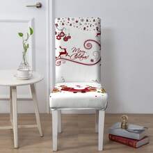 1/4/6/100pcs Christmas Print Stretch Dining Chair Covers, Cartoon Holiday Decor Dust-Proof Full Chair Slipcovers - Multicolor - View 12