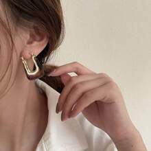 Pendientes de botón con forma de letra en U de resina, diseño delicado y exquisito, regalo personalizado, color transparente