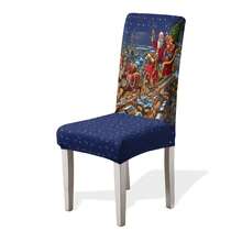 1/4/6/100pcs Christmas Print Stretch Chair Covers, Home/Hotel/Restaurant/Dining Chair Slipcovers, Cartoon Holiday Decor - Multicolor - View 25