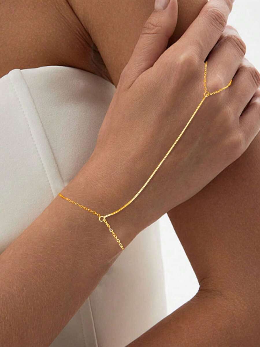 1 件 925 纯银手链手链盒链手饰链环手链波西米亚风婚礼珠宝订婚礼物 - 連指手鍊 - 查看 1