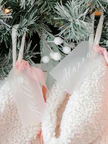 Etichetta per seduta da matrimonio in acrilico ad arco vuoto con nastro rosa, biglietto da visita per feste e aziende, segnalibro, tag per libri, regalo a sorpresa, accessorio bello, regalo romantico, testo personalizzato, regalo per fidanzato/fidanzata, regalo per padre/madre, regalo per amante/coppia/migliore amico