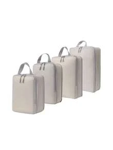 4 أكياس تخزين ضاغطة، مجموعة أكياس سفر مضغوطة مزودة بسحاب، منظمات أمتعة قابلة للتوسيع، مستلزمات سفر موفرة للمساحة، إكسسوارات للعطلات، مستلزمات غرفة السكن في الجامعة