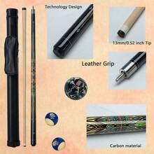 13mm Multi-Layer Maple Wood Cue With Vivid Floral Pattern, Suitable For American Pool, Carom Billiards And Chinese Pool, Ergonomic Design For Beginners, Amateurs And Professionals, Portable, Perfect Gift For Billiard Enthusiasts - Yellow - View 4