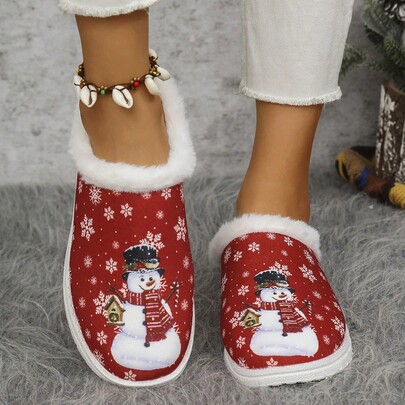 Pantuflas térmicas de Navidad para mujer, con suela gruesa, cómodas y forradas de felpa, para otoño/invierno