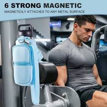 Magnetic Gym Bag Water Bottle Carrier Holder With Phone Pockets & Shoulder Strap,5 Built-In Magnets Gym Bottle Pouch Sleeve - Màu xanh nhạt - Xem 6