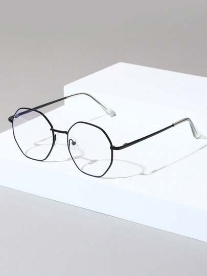 1 Pair Unisex Metallic Polygon Stylish Glasses, Suitable For Strolling, Outdoor Activities, And Home Decor