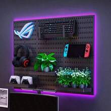 1pc Punch-Free Pegboard, Wall Storage Rack, Easy Installation Household Hole Board Wall Shelf, Wall Hanging Storage Rack, Study E-Sports Room Storage Display Rack, Kitchen Storage Accessories - Multicolor - View 8