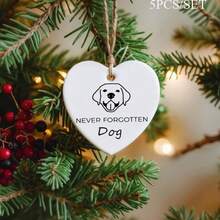 1 szt./5 szt. NIGDY NIE ZAPOMNIANA ozdoba pamiątkowa dla psa, ceramiczna dekoracja pamiątkowa dla zwierzaka, ozdoba w kształcie serca, prezent dla zwierzaka na pierwsze Boże Narodzenie dla psa,