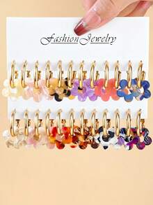 2pcs-12pcs Set Women Elegant Unique Design Colorful Acrylic Floral Drop Earrings