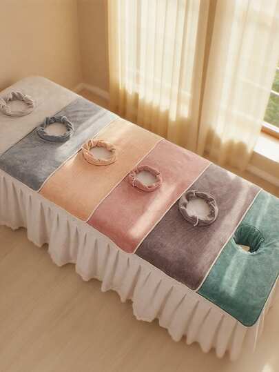 Thickened Spa Towel Massage Sheet With Face Hole, 80cm Absorbent Microfiber Velvet Spa Face Towel For Beauty Salon, Beauty Salon Spa Accessories, Massage Table Towel, Bathroom Decoration, Autumn Decoration, Beauty Salon, Home, Bathroom