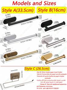 16/33cm Estante de almacenamiento simple para cocina/baño, soporte para toallas de papel, soporte para servilletas, soporte para rollo de cocina, soporte adhesivo para papel higiénico, soporte para rollo de baño, soporte para trapos, soporte para servilletas, estante de almacenamiento para gabinete, en dorado, plateado, negro, soporte para envoltorio de plástico, acero inoxidable, estante para pañuelos, dispensador de pañuelos, decoración del hogar, accesorios de almacenamiento de cocina, organizadores de cocina, accesorios de baño, montado en la pared, accesorios de baño, decoración de baño, artículos de cocina, accesorios de cocina, utensilios de cocina - Multicolor - Ver 4