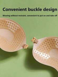 4 peças/Conjunto (2 Preto + 2 Cor da Pele) Sutiã Adesivo Sem Alça Silicone Sem Costas Push Up, Realçador de Decote Invisível para Mulheres, Pétalas de Sutiã Adesivas Respiráveis para Vestidos Decote V Profundo e Looks Sem Costas - Multicolorido - Visão 3