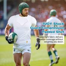 TUOY 1pc Men's Padded Compression Shirt Rib Chest Shoulder Protector Gear EVA Pads For Soccer Football Baseball - White - View 4