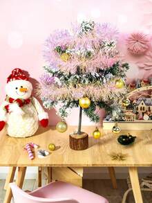 2 piezas, 200cm/78.74in Corona navideña brillante y metálica, corona de alambre metálico rosa con luces LED (blancas), cinta decorativa de peluche con lentejuelas, decoración colgante larga y brillante, adecuada para decoración navideña interior/exterior, fondo de fiesta. Decoración navideña, adorno de árbol de Navidad.