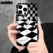 Fundas y carcasas protectoras con diseño de tablero de ajedrez en blanco y negro, compatibles con los modelos 16 Pro, 16, 15 Pro, 14, 14 Plus, 14 Pro, 13, 13 Pro, 12 Pro y 11/11 Pro. Regalos para cumpleaños y celebraciones. - Negro - Ver 7
