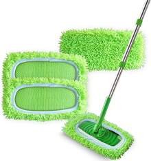 3 Pack Reusable Microfiber Mop Pads Compatible With Sweeper, Washable Wet Mopping Cloths And Dry Sweeping Cloths, Wet Pad Refills Hardwood Floor Cleaning(Mop Is Not Included) - Xanh nhạt gói 3 - Xem 7