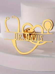 Personalized Heart-Shaped Stethoscope Brooch, Fashionable Name Tag Bow Tie Jewelry Gift, Suitable For Women, Especially Suitable For Weddings, Bridesmaids, Birthdays, Anniversaries, As Well As Gifts For Doctors And Nurses.