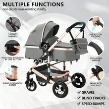 Carreola Para Bebés Con Portabebe, Carriola Para Bebé Bastón - Gris - Ver 5