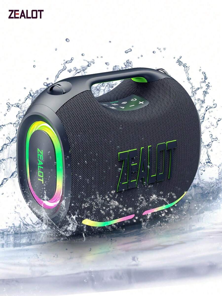 ZEALOT ZE01 120W Wireless Speaker, Outdoor Portable, Bluetooth Speaker 24000mAh Long Battery, With RGB Color Lights, Up To 8 Hours Of Playback Time, Supports Mobile Phones/Tablets/TVs. Compatible With SD Card/USB/AUX, Serial Pairing Function, Suitable For/Car/Outdoor/Camping/Beach/Party