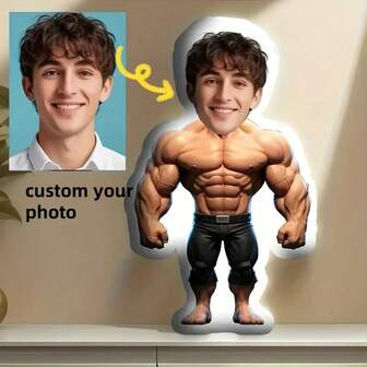 Personalized Picture Customized Pillow, Cute Cartoon Image Design, Portrait Customized Pillow, Double-Sided Printing, Suitable For Mini Dolls On Bed Companionship, Sofa Pillows, Unique Birthday Gifts, Christmas, Halloween, Thanksgiving, Give Family And Friends,Machine Washable, Digital Printing