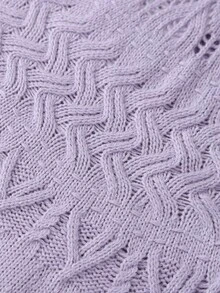 Annil Áo len dệt kim tay dài cổ giữa tay raglan dành cho bé gái với thiết kế dệt kim kiểu Fair Isle ấm áp, ngọt ngào cho mùa đông, được thiết kế cho trẻ lớn và thanh thiếu niên. - Màu tím - Xem 5