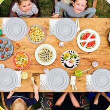 10/20个银色铝制圆形纸盘，7/9/12英寸防水螺旋一次性蛋糕盘，派对用品大包装，坚固的螺旋派对餐盘，适用于婚礼、家庭聚会、生日、野餐、烧烤、节日等场合。 - 銀色 - 查看 9