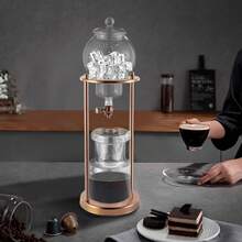 600ml Luxury Ice Cold Brew Dripper Coffee Maker In Stainless Steel And Borosilicate Glass, Gold Coffee Maker For 6-8 People, Quick Brew Drip Coffee Maker For Café Home And Office, Iced Coffee Cold Brew Drip Tower Coffee Maker, Ice Coffee Machine, Cold Brew Dripper Iced Coffee Brewer Maker - Vàng - Xem 5