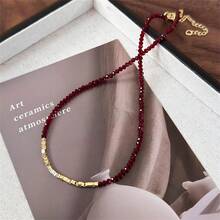 1 件优雅红石女士项链 - 简约而时尚的锁骨链，适合日常佩戴和派对，精致奢华的设计珠宝，是送给女朋友或母亲节的完美礼物，派对配饰 | 优雅的设计 - 彩色 - 查看 3