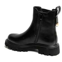 Women's Chelsea Boots, Thick Sole Design - Comfortable & Fashionable, Showcasing Urban Chic - Black - View 4