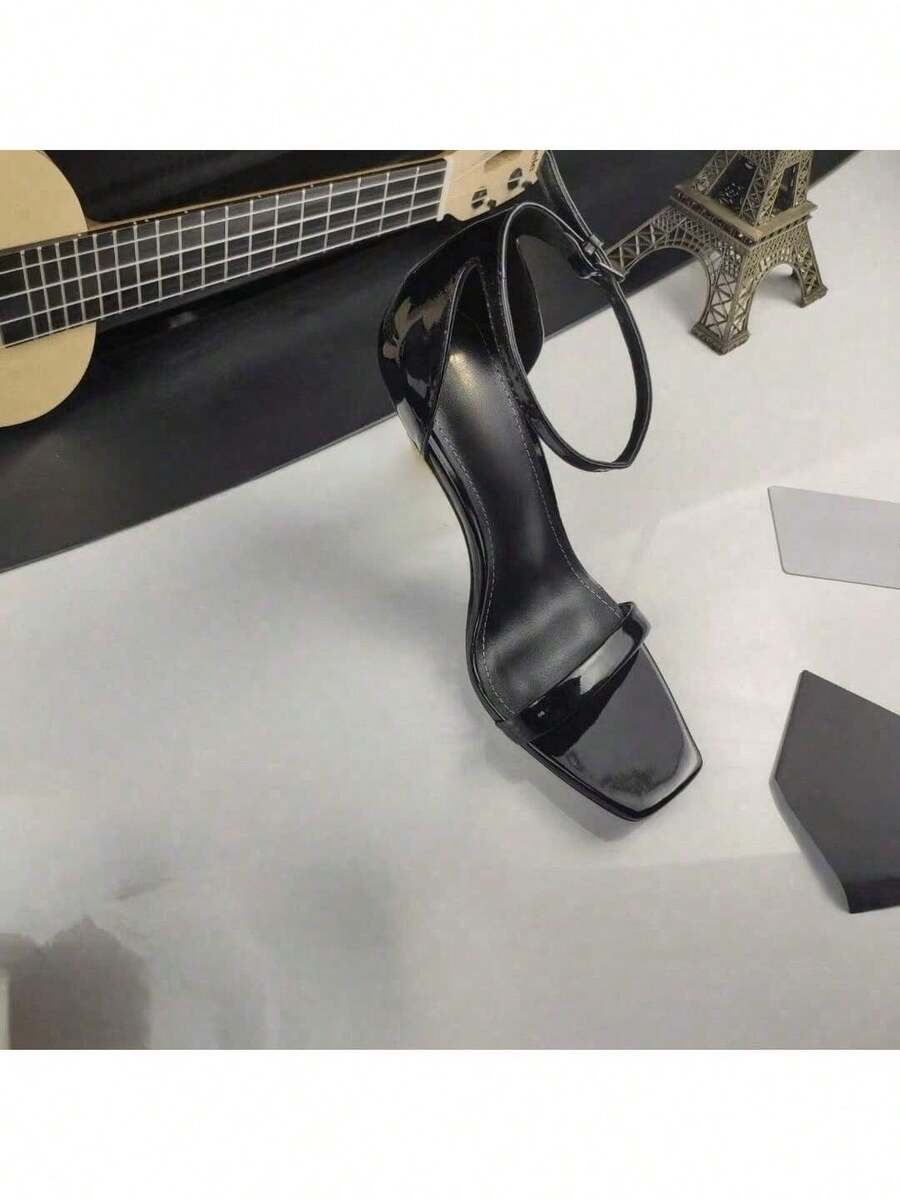 YS Same Style Summer Temperament Stiletto Red High Heels Versatile Open Toe One-Strap Sandals For Women - Black Belt (10CM) - View 1