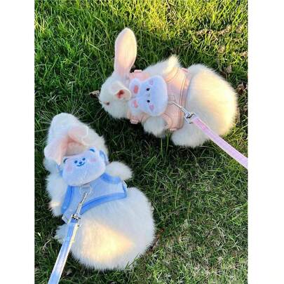 1 bộ dây đeo cổ và dây dắt thỏ có thể điều chỉnh, dây đeo cổ và dây dắt hình tai gấu dễ thương, phù hợp cho thú cưng nhỏ và thỏ, vòng cổ và dây dắt cho động vật nhỏ, dây đeo cổ kèm dây dắt, dây dắt có thể điều chỉnh.