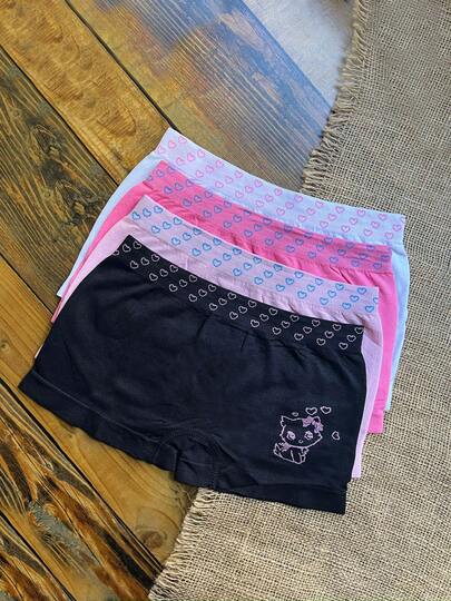 Kit 6 Calcinha Cueca Box Moda Infantil Juvenil Menina Tecido Conforto