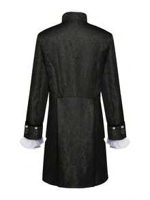 新款蒸汽朋克风格男士纯色复古制服立领两件套 - 黑色 - 查看 2