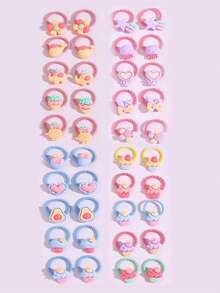 40pcs/Set Baby Girls' Cartoon Animal, Rainbow, Cloud, Bow, Flower, Watermelon Cute Princess Small Elastic Hair Ties, Hair Accessories, Suitable For Daily Use And Christmas Decoration