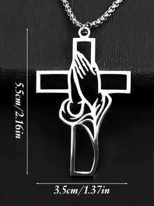 1pc Hollow Prayer Pose Cross Pendant, Car Interior Decor Pendant, Exquisite Cross Pendant - one-size - View 5