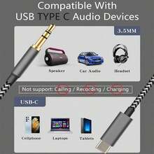 Type C 轉 3.5mm 車用耳機音訊數據線 AUX 尼龍編織高保真車用喇叭連接線，相容 iPhone 17 Pro Max/17 Pro/17/16/15，Type C 接口轉接耳機延長線 - 彩色 - 查看 11