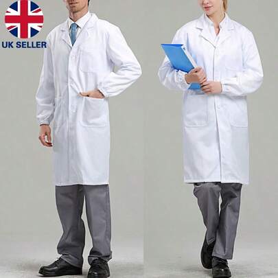 Unisex White Lab Coat Hospital Doctor Laboratory Medical Uniform Cosplay Coat