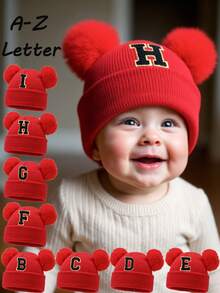 1 件装婴儿 A-Z 字母针织帽 婴儿女孩帽子 儿童无檐便帽 婴幼儿配饰 儿童帽子 弹力 0-3 岁幼儿女孩男孩帽子
