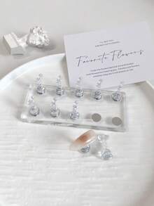 Soporte para práctica de arte de uñas con punta larga de acrílico y cristales, decoración de uñas vintage de flores de resina y cristal, uso en casa y salón, adecuado para madres, hermanas, esposas, amantes, bodas