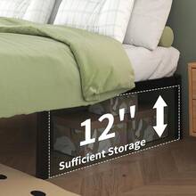 Lutown-Teen - Marco de cama individual de 25 pulgadas de alto con patas de esquina redondeadas, marco de cama de plataforma doble de metal resistente con soporte de listones de acero, no necesita - 14 pulgadas - Ver 10