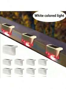 32 piezas Luces solares LED de jardín en negro/blanco/marrón, luces para escaleras para decoración exterior - Terraza, escalones, barandilla, pared, patio, jardín, escaleras, patio, valla y camino de entrada, control multicolor, adecuado para decoración del hogar y decoración de barandillas