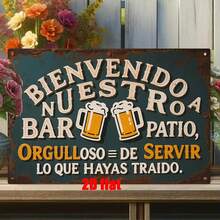 2D Flat Metal Wall Decor, 1 Piece, Tin Sign, Spanish Style Backyard Bar Decoration, Suitable Courtyard, Garden, Terrace, Club, Ideal Gift Friends, Holiday Gift,.8x 11.8inch - 彩色 - 查看 4
