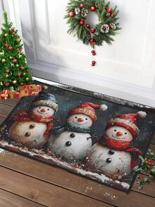 1pc Christmas Welcome Doormat,15.7*23.6Inch Christmas Snowman Print Christmas Decoration Mat Non-Slip And Washable Winter Door Mat Rugs For Indoor Outdoor Decor,Merry Christmas,Christmas Decoration,Front Door Mat,Floor Decor,Home Decor,2025 Xmas Decor - Multicolor - View 3