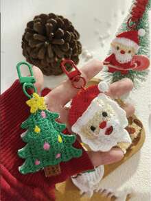 1/6 Stück/Set Weihnachtsdekoration gewebter Anhänger Mädchen Schlüsselanhänger vielseitig hängend, süßer Weihnachtsmann Anhänger, süßer Weihnachtsmann Elch Schlüsselanhänger vielseitig als Tasche Anhänger, süß und einfach gewebter Weihnachtsanhänger, multifunktionaler DIY Schlüsselanhänger/Tasche Anhänger Set, geeignet als Geschenkidee für Paare, Taschenzubehör, Ausweise, Autoschmuck, Taschenanhänger