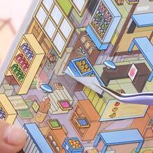 Un album di adesivi, serie Sunshine Town, libretto di scene in miniatura, album di adesivi per decorazione paesaggistica fai-da-te con case di cartoni animati 3D, accessori decorativi in carta fai-da-te, adesivi per quaderni adatti a varie scene, cover per telefono, adesivi per tazze, adesivi per album di ritagli e diari