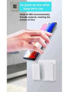 Soporte de pared para caja de carga de teléfono sin taladro, soporte para control remoto, estante de almacenamiento adhesivo de pared - Multicolor - Ver 4