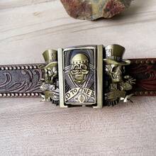 This Light Brown Western Cowboy Belt Features Embossed Rivets And A Detachable Antique Bronze Lighter Buckle. It's The Perfect Gift For Family And Friends. - hộp sọ - Xem 8