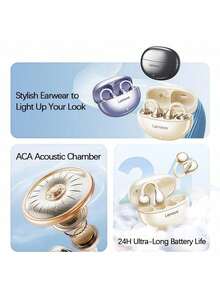 Lenovo TA410 骨傳導技術耳機 輕盈無感配戴不塞耳 藍牙5.4低延遲 防汗防甩脫 適用日常通勤/運動 月岩白 - 月岩白 - 查看 3