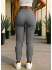 Stretch Pleated Trousers For Women - Grey - View 3