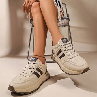 女士新款厚底运动鞋轻便休闲鞋白色运动鞋网球鞋百搭跑步鞋可爱时尚平底鞋